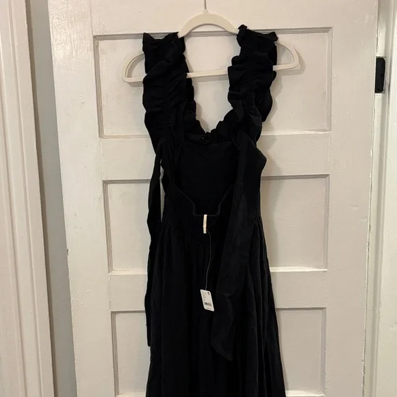 Free People Black Ruffled Midi Dress - Picture 3 of 7